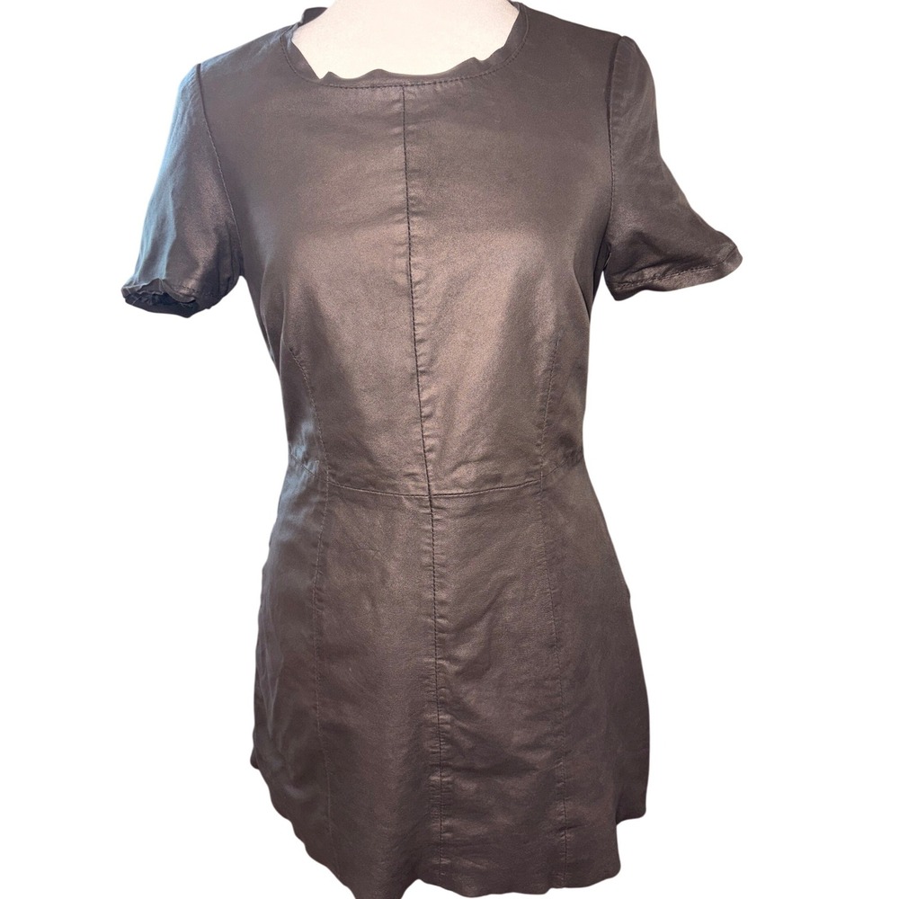 Muubaa Black 100% Goat Nappa Leather Mini Dress Minimalist Luxury
